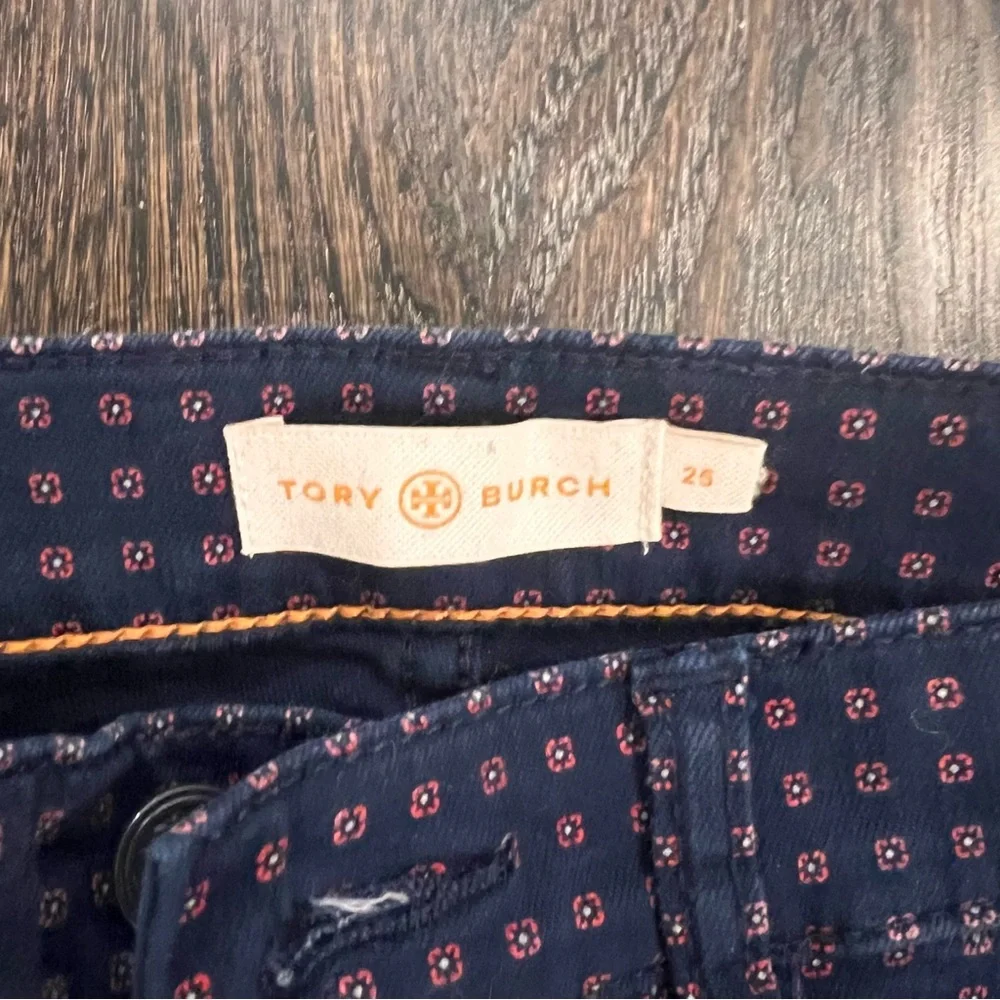 Tory Burch Navy Daisy Dot Emmy Floral Patterned Pants